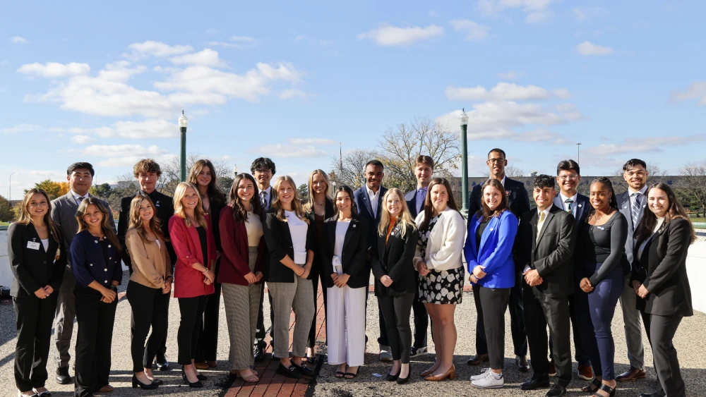 GRAND RAPIDS, MI - NOVEMBER 07: PGA of America Class of 2025 students pose together during the 108th PGA Annual Meeting at Amway Grand Plaza on Thursday, November 7, 2024 in Grand Rapids, Michigan. (Photo by Mike Mulholland/PGA of America)